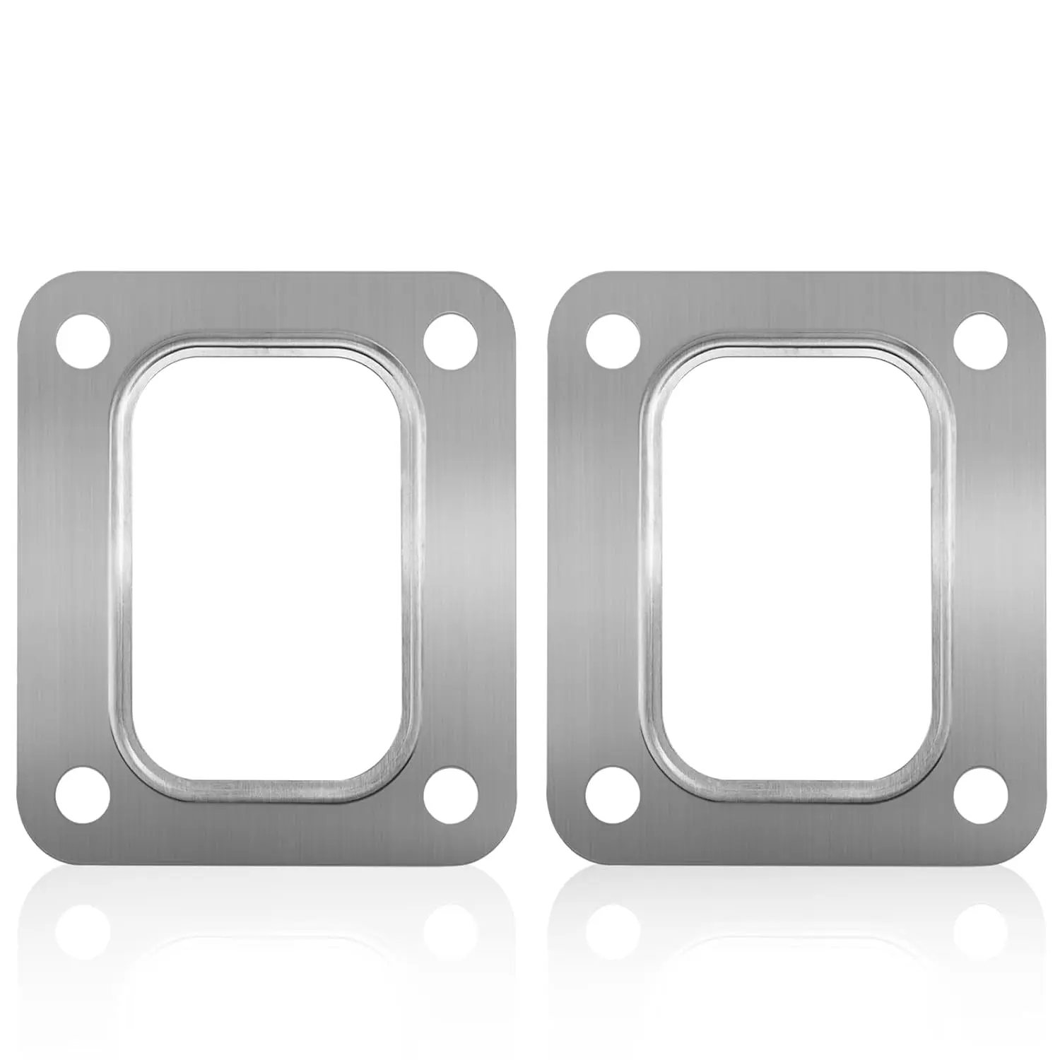 2 Packs T4 Turbo Flange Gasket Stainless Steel 4-Hole Inlet Manifold Gaskets Compatible with T04E, T66, T70, GT35, GT40 Turbochargers, High-Temp Exhaust Seal