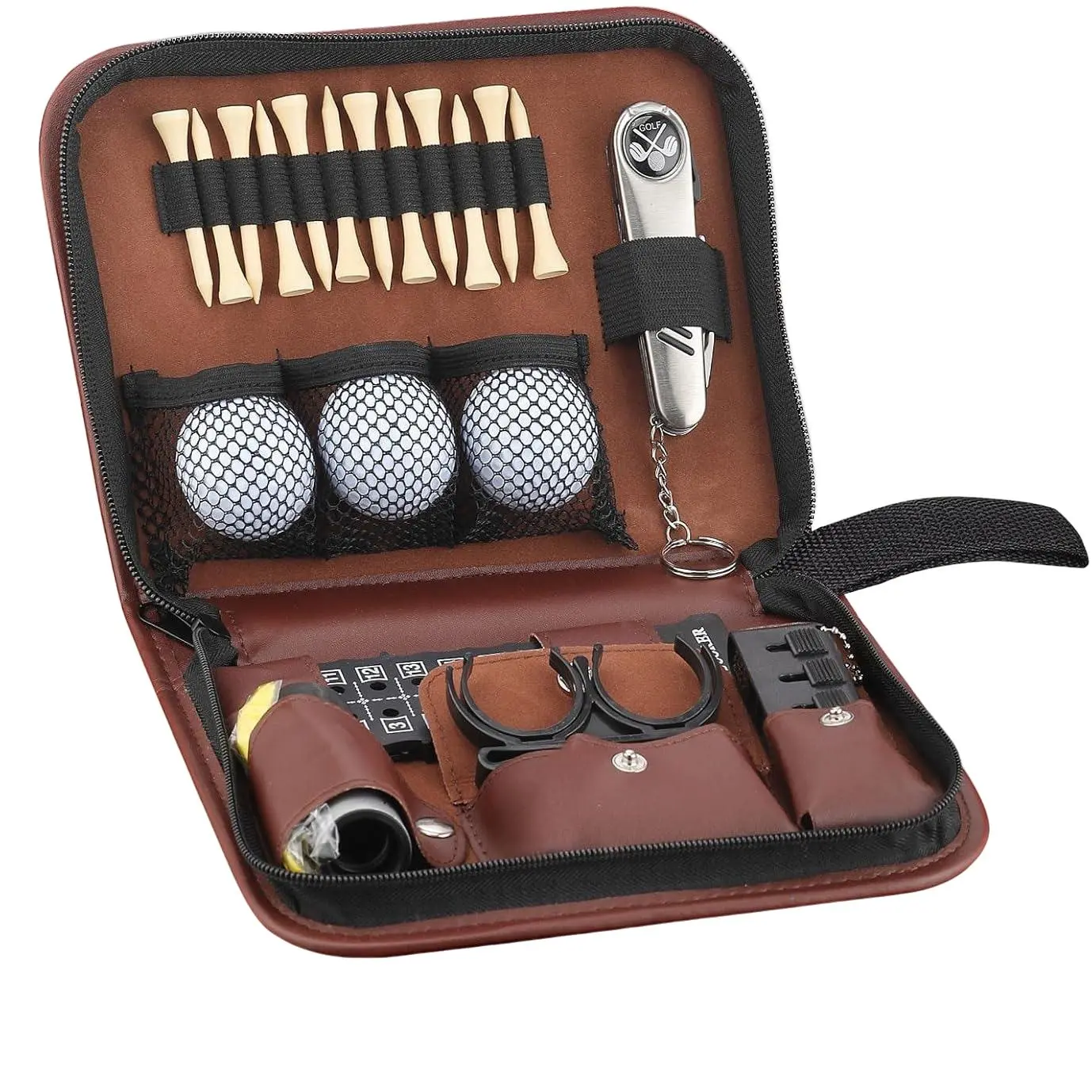 Golf Gifts for Men and Women, Complete Golf Accessories Set, Includes Hi-End Case, Golf Balls, Tees, Divot Tool, Rangefinder Brush, Scorer, Ball Clamp