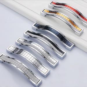 Euro Grind Arenaceous Rhinestone Crystal Cabinet Handle Pulls Knobs, 4.5" Length (3.8" Hole Centers), Silver, Zinc Alloy, 10-Pack