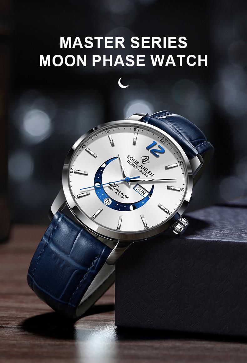 Swiss Luxury Business Chronograph: Genuine Swiss Movement,42mm Alloy Case&Leather Strap,Waterproof Luminous Dial with Calendar,Versatile Style for Work, Social&Leisure