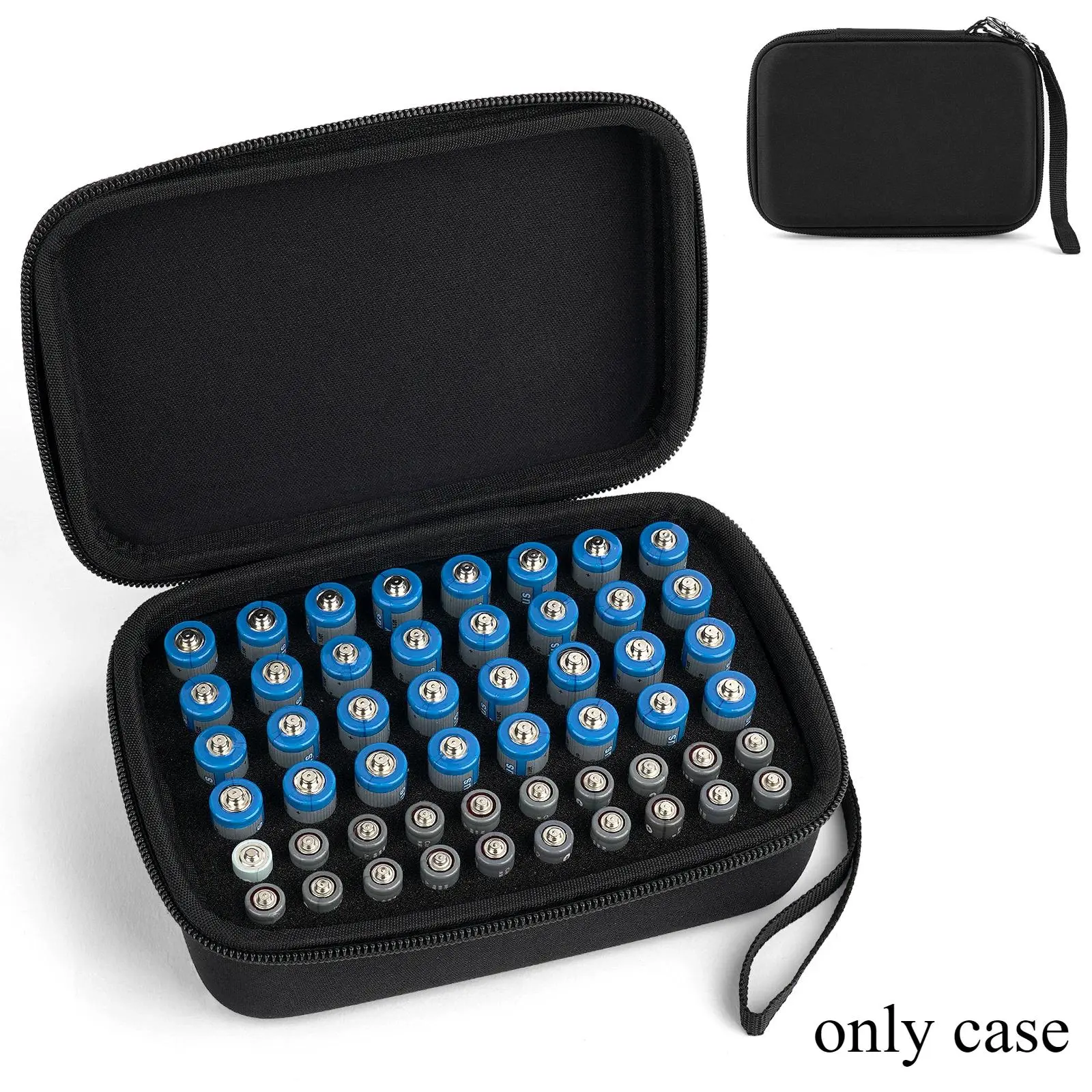 Battery Organizer Storage Holder Case Box for 52+ Batteries AA AAA Battery Garage Container Bag （only case ）