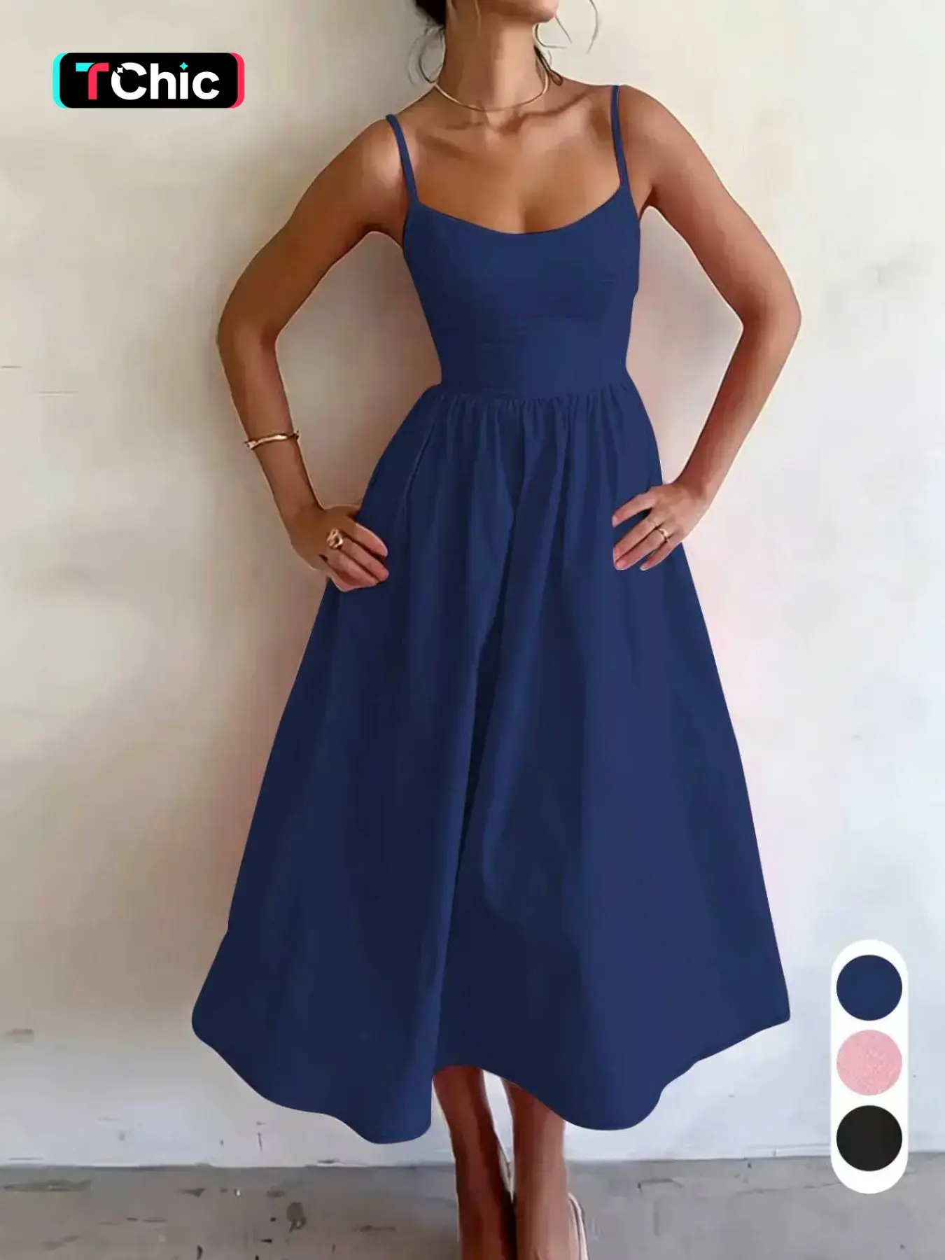 Sleeveless Midi Dress, Minimalist French Style, Chic, Casual Summer Dress, Office Wear, Beach Vacation, Elegant Dress Ff2627
