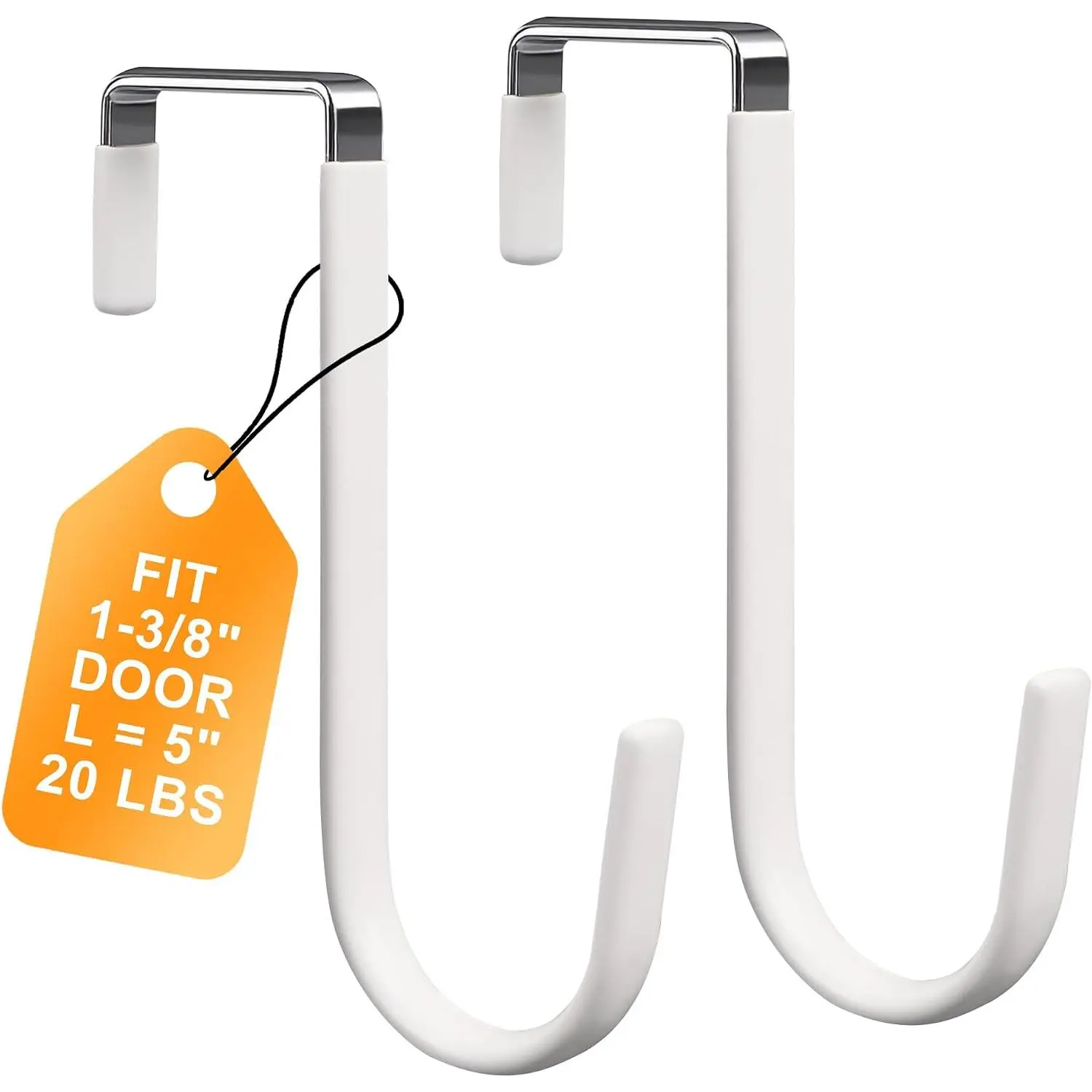 Over The Door Hooks 2 Pack – Heavy Duty Door Hanger Hooks for  Towels, Bags, Robes, Clothes – No Drilling Over Door Hook, Dorm Essentials, Towel Racks for Bathroom, Bedroom, Closet