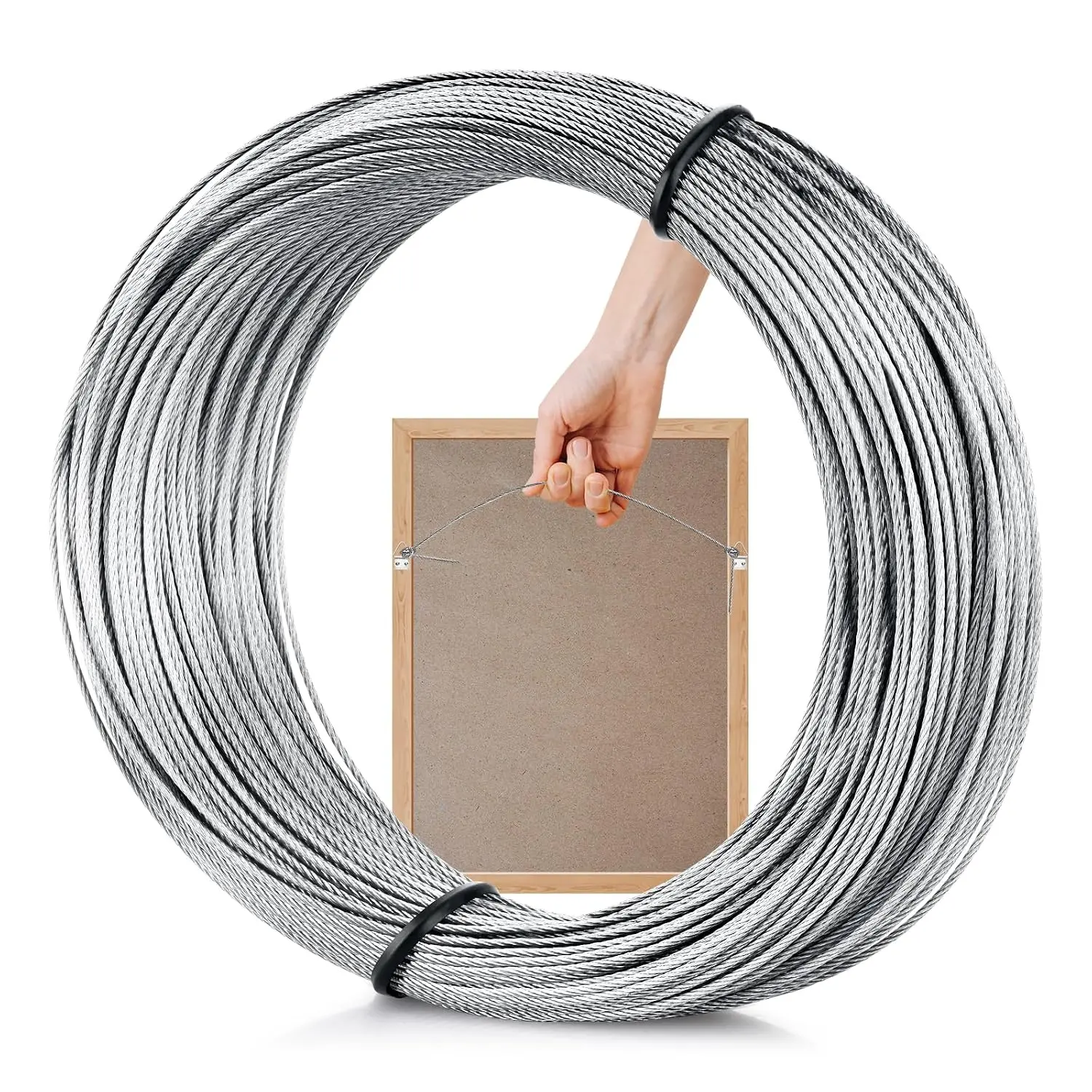 Picture  Wire, 100-  Wire Heavy Stainless Steel line Rope for Photo Frame Picture, Holiday Decor, Crafts, Artwork, Mirror Hangings, Supports Up to 30lbs