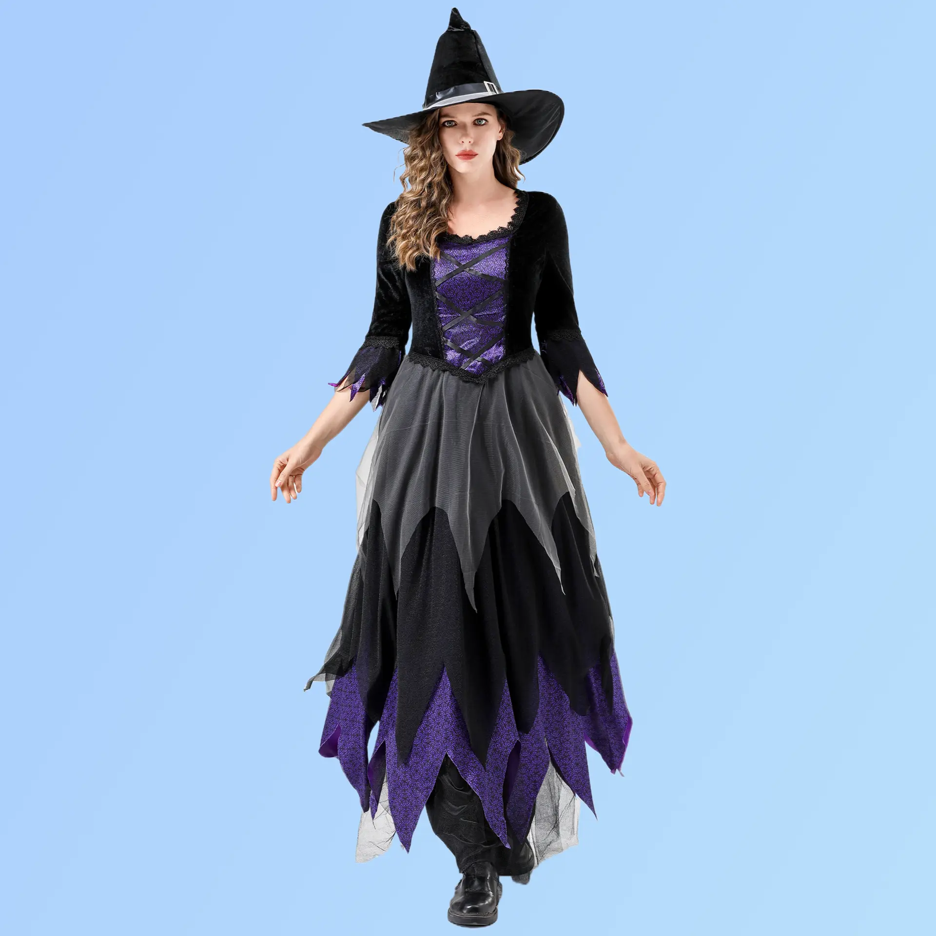 S-XXL Witch Outfit Female Wizard Cos Costume Horrible Witch Uniform For Halloween
