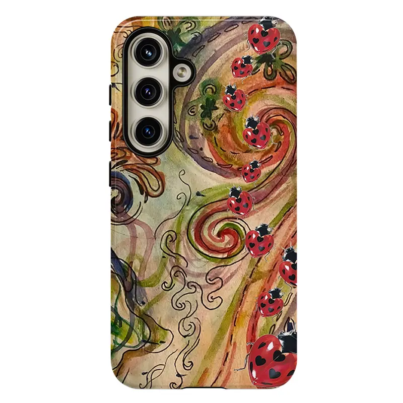 Whimsigothic Ladybug Phone Case, Shockproof Dual Layer Soft TPU Hard Bumper Shell for Samsung S26 S25 S24 S23 S22 S21 NOTE20 Ultra A71 A56 A36 Plus FE A06 A13 A14 A15 A16 A23 A25 A26 A34 A52 A53 A54 A55 Edge A57 A37 , Aesthetic Heart Wing Insect Collage