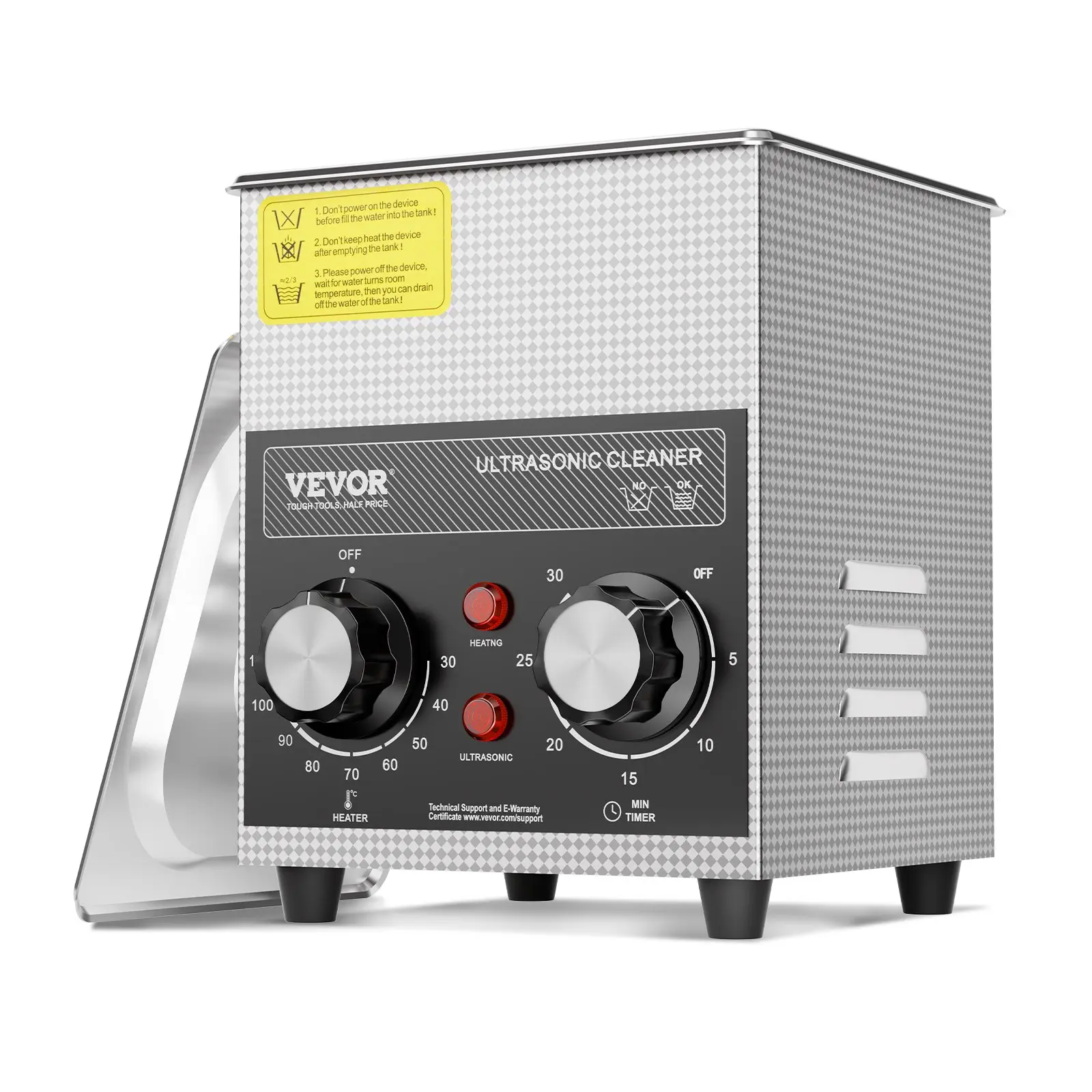 VEVOR 2L Digital Ultrasonic Cleaner with Heater, Timer Basket, 60W Digital Control, Cleans with Ultrasonic Waves, Timer for Precise Cleaning for Glasses, Watch Instruments, Metal Parts, Tool