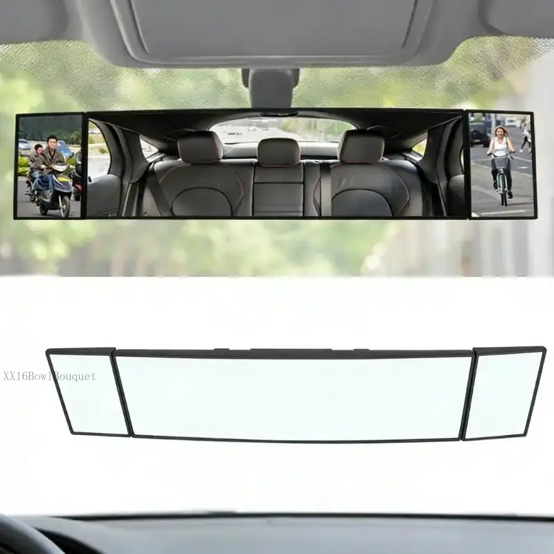 Car Rear View Mirror, 15.1'' Panoramic Wide Angle Rearview Mirror, Interior Clip-on Extended Mirror, Universal Vehicle Interior Accessories for Car, TruckXX16BowlBouquet