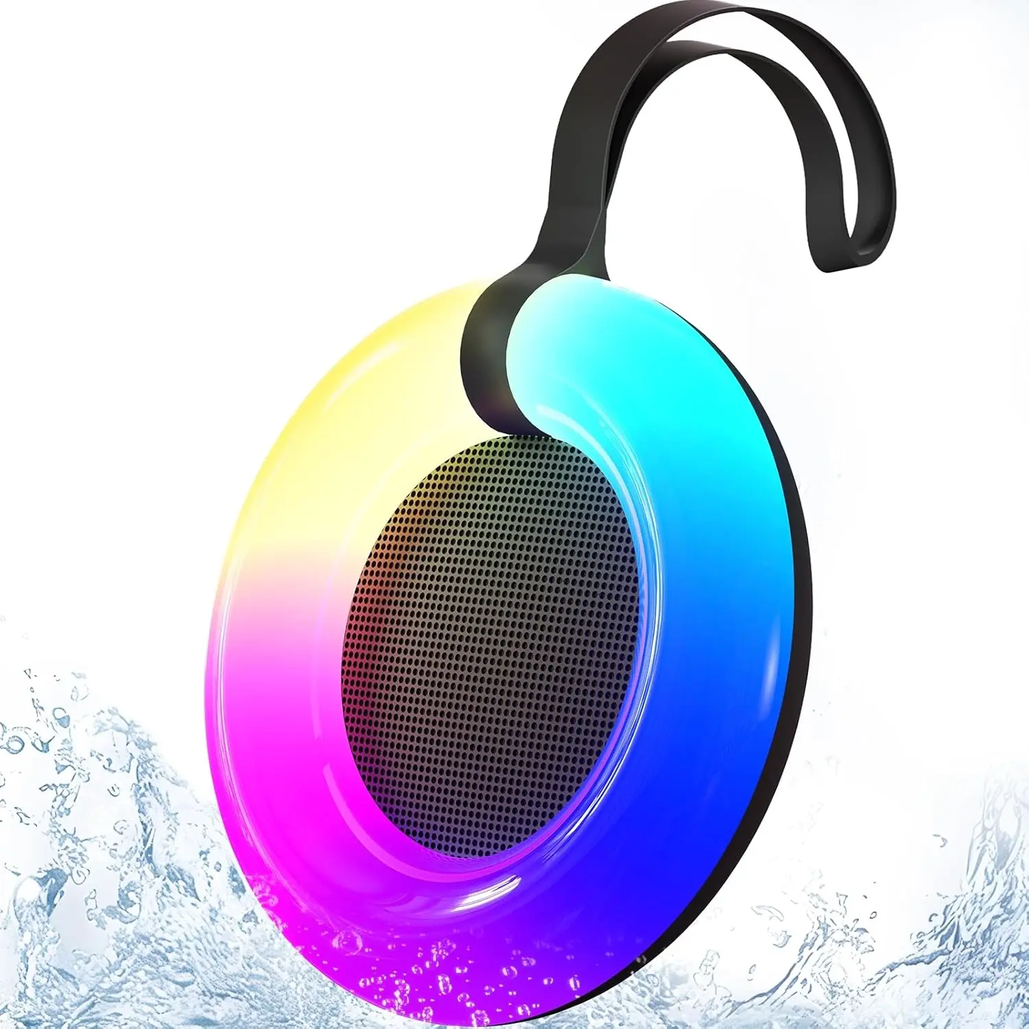 IPX7 Waterproof Speaker with Dynamic LED Light,Bluetooth Shower Speaker,Portable Bluetooth Speakers,Floating, True Wireless Stereo for Outdoor/Pool/Beach,BT5.3/TF-Card,Ideal Gifts(Black)