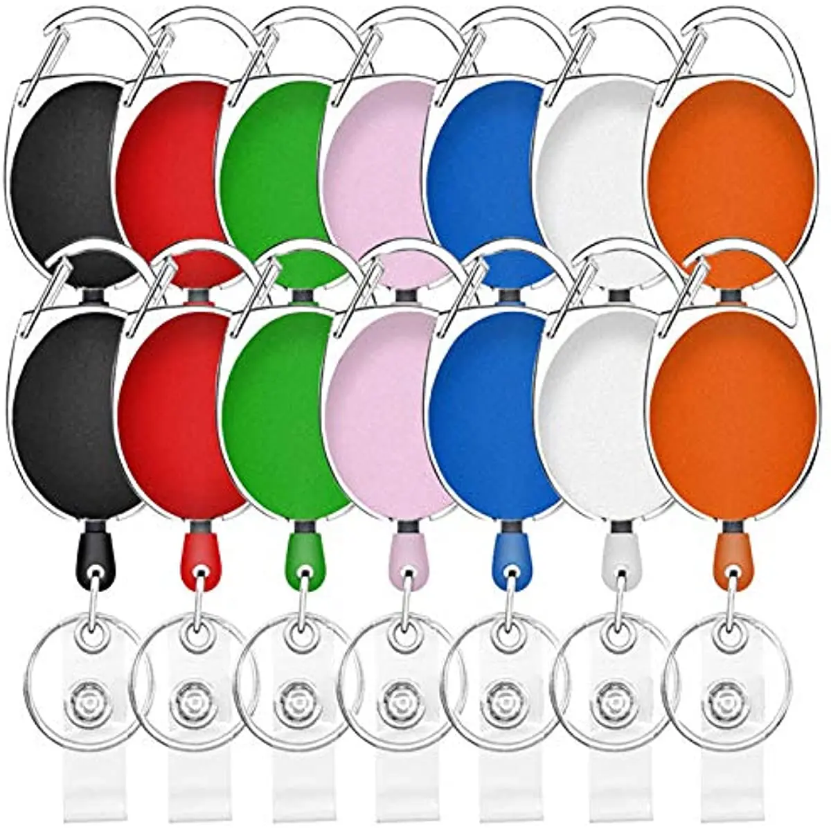 14 Packs Retractable Badge Holder Carabiner Badge Reel Multicolor Retractable Key Holder for Nurses Office Worker Doctor Keychain Badge Reels