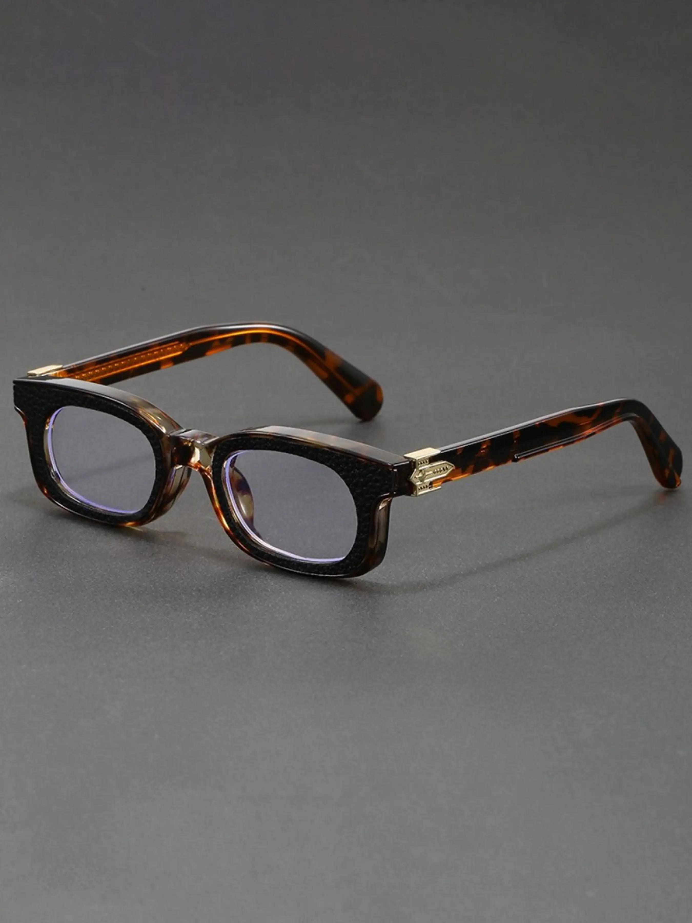 COJOS Simple Retro Textured Square Fashion Glasses Frames Eyeglasses Suitable for Daily Use By Men and Women Comes with Glasses Upgrade Gift Box Packaging
