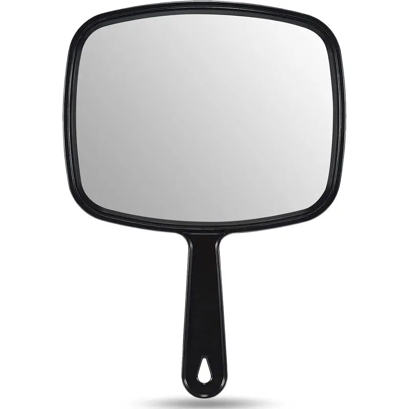 All Black Handheld Mirror with Handle for Personal Care and Makeup, Portable Travel Size, 9.3 x 6.6 in, 9.3X6.6 In, Hold Handle