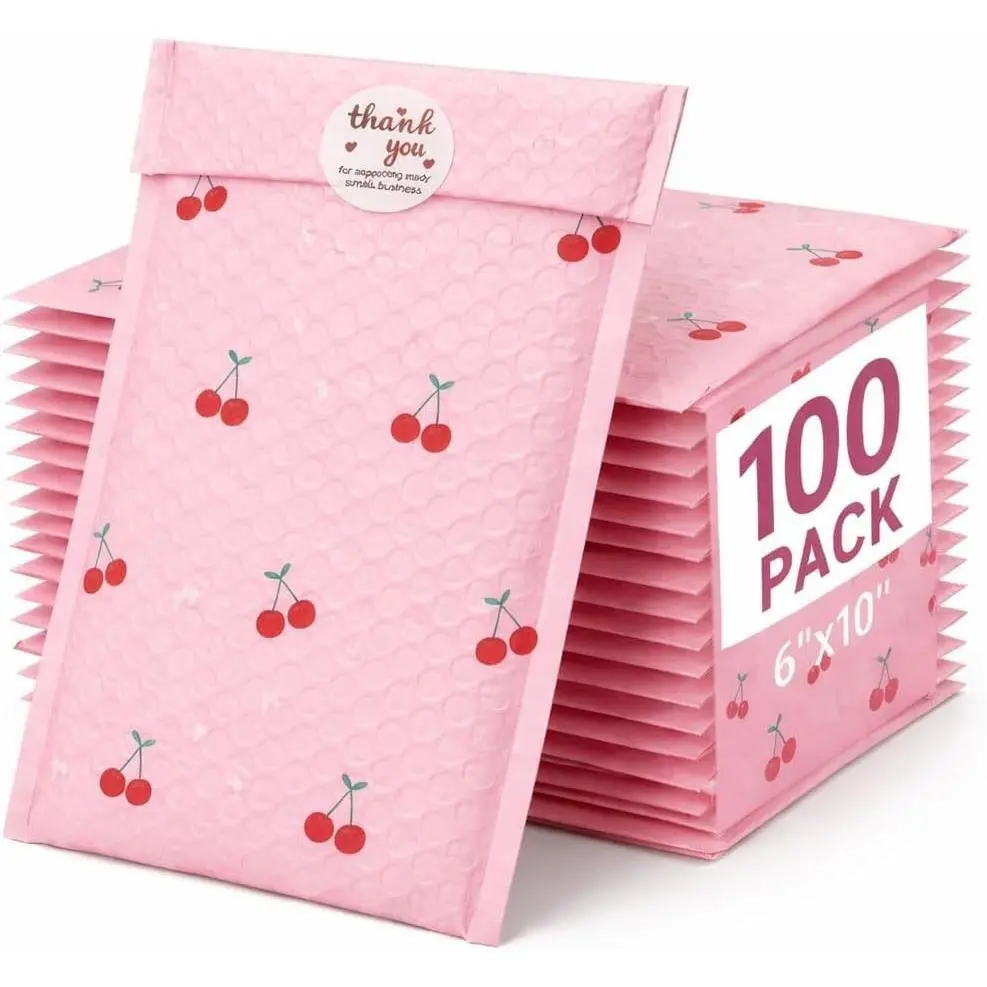 6x10 Inch Pink Poly Bubble Mailers 100 Pack,Waterproof Self Seal Adhesive Small Padded Mailing Envelopes,Cushioning Bubble Envelopes for Shipping,Mailing,Small Business,Packaging,Bulk #0