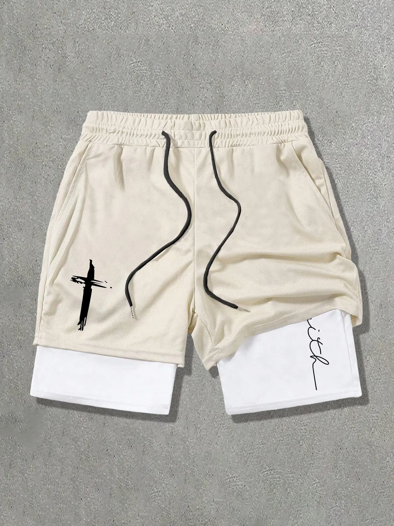 American Vintage Cross Print Graphic Shorts, Casual Wear Shorts, Daily Casual Shorts, Drawstring Waist, Breathable Quick-Dry Fabric, Casual Summer Pants for Commute, Beach, Parties