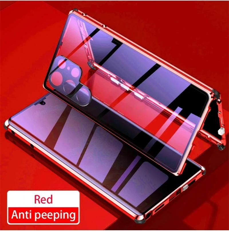 360° Protect Anti Peeping Privacy Double Sided Tempered Glass Case For Samsung Galaxy S25 S24 S23 Ultra Plus Metal MagneticCover