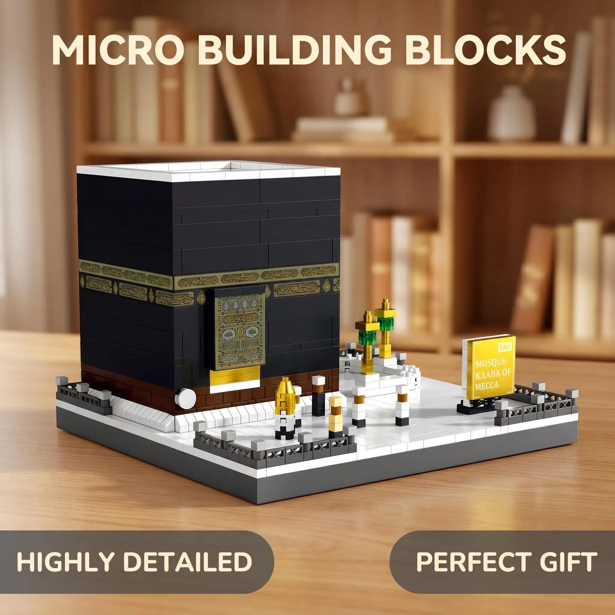 800+pcs Mecca Kaaba Building Blocks Bricks Model, Abs Material, Islamic Architecture Details, Immersive Assembly, Desktop Decor, Gift for Muslim Culture Lovers