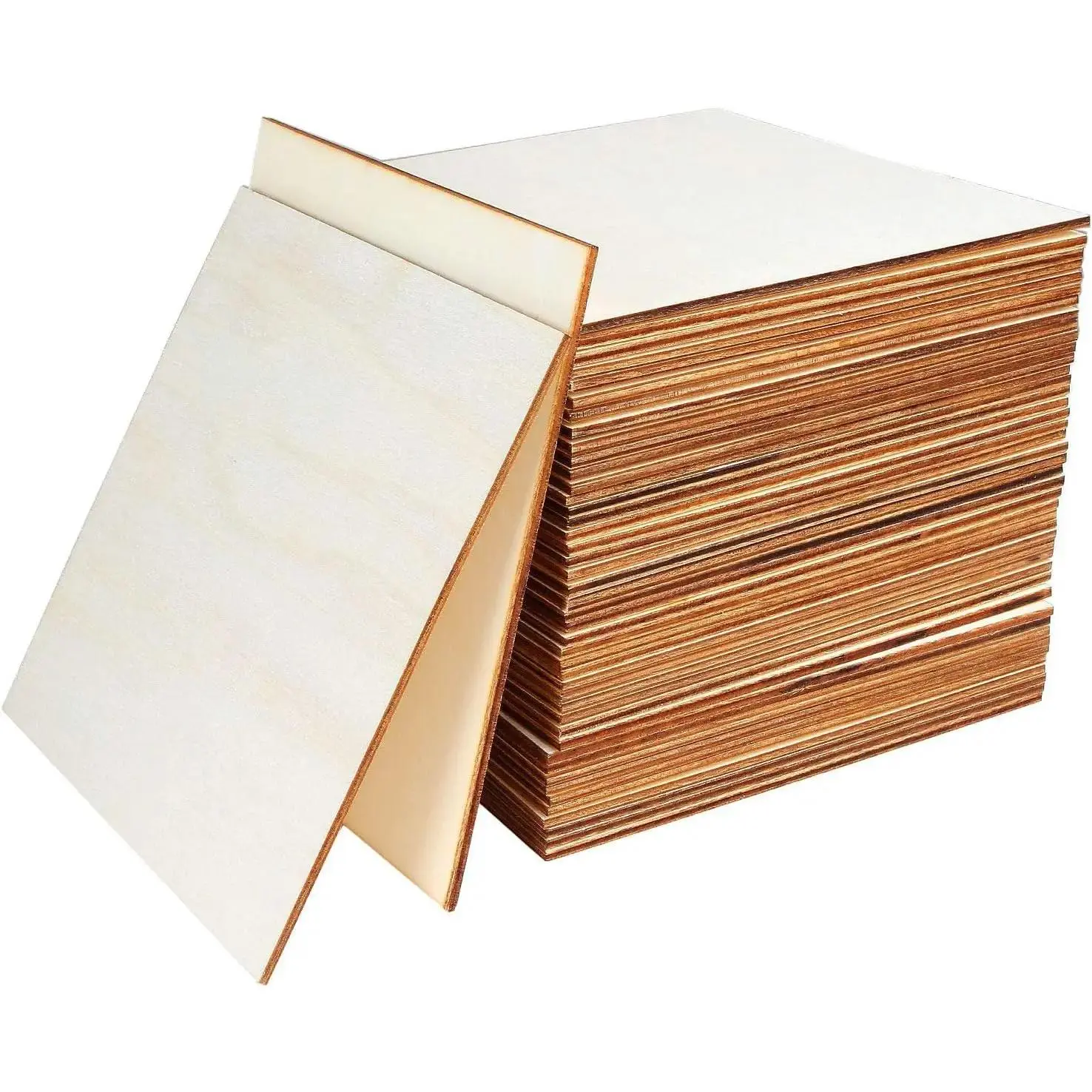 Unfinished Basswood Plywood Squares, 50 Pieces 6x6 in 1/8 in Thick Wood Sheets for Creative Projects, Architectural Models, Crafts & Painting, 1/8 Inch, 6X6 Inches