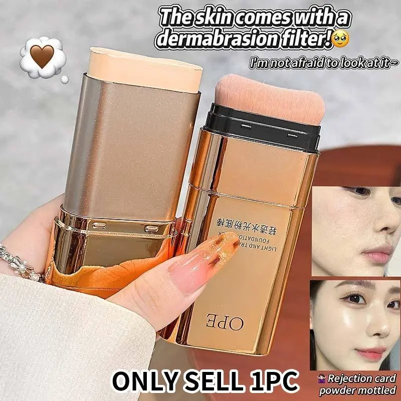 Dewy Foundation Stick, Waterproof Sweatproof, All-Day Wear, High Coverage for Dark Circles & Acne, Brush Easy to Blend, Lightweight for Natural Dewy Skin, Natural Radiant Finish