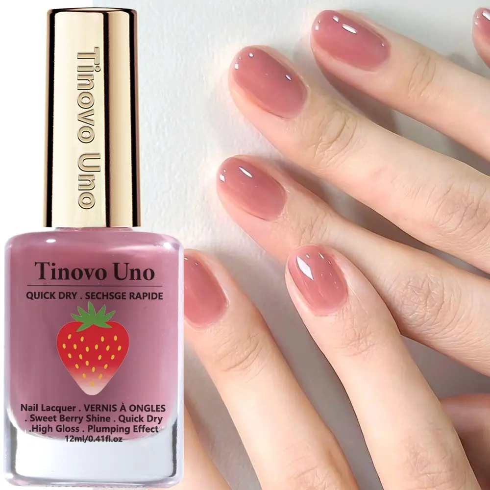Tinovo Uno Jelly Nude Pink Nail Polish, with a sweet berry sheen, quick-drying and high-gloss, easy to apply and long-lasting—perfect for your daily commute to work.