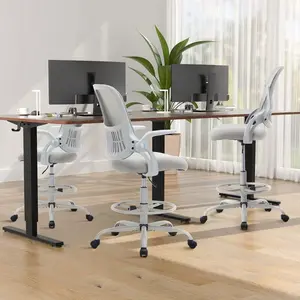 Drafting Tall Office Chair Ergonomic Desk Chair With Flip-Up Armrests