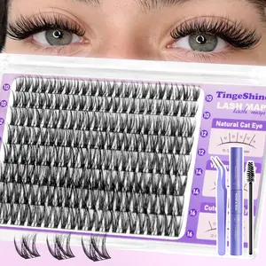88Pcs Natural Lash Extension Set With Fine Roots, 10-16mm Mixed-length Lash Clusters, Natural Fluffy Anime-style Design, Suitable For Multiple Occasions, Waterproof And Non-falling, Includes Lash Brush, Tweezers, And Glue