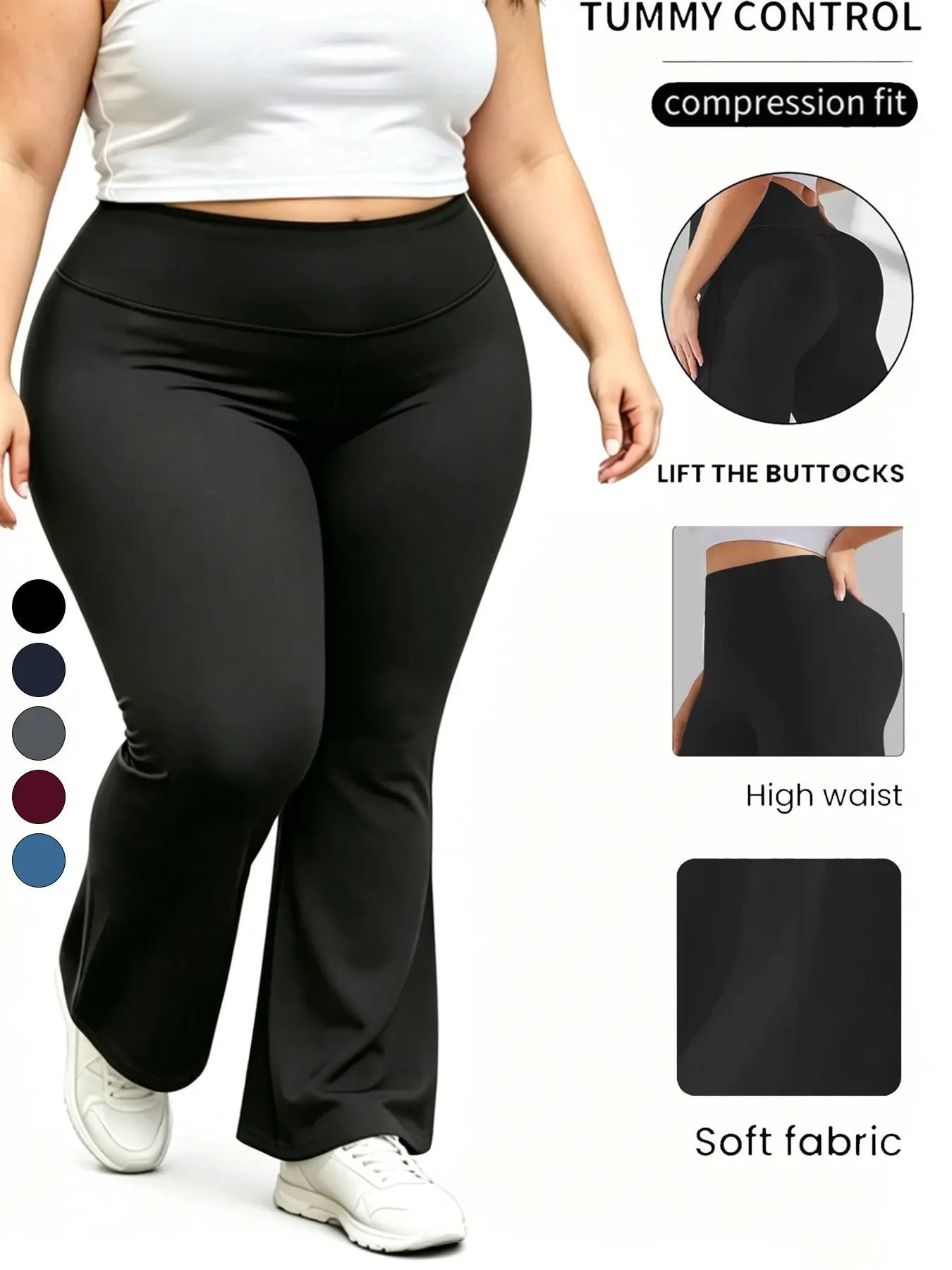 Plus Size Flare Legging Yoga Pants Women Wide Leg High Waist Bootcut Workout Flare Leggings Tummy Control Work Dress Pants  Yoga Pants with Tummy Control, High-Waisted and Wide Leg Flared Yoga Bottoms