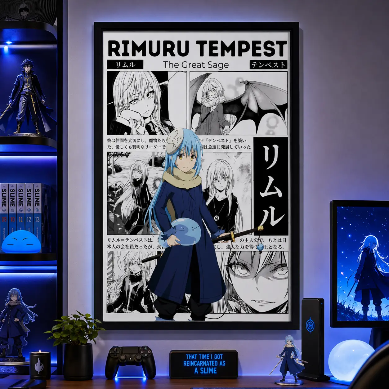 Rimuru Tempest Anime Poster, Slime Datta Ken Manga Wall Artwork Prints, Home Decor Gift, Canvas Wall Art Print, Japanese Anime Room Decor for Bedroom Dorm Gaming Room Office, Manga Poster Gift for Anime Fans