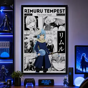 Rimuru Tempest Anime Poster, Slime Datta Ken Manga Wall Artwork Prints, Home Decor Gift, Canvas Wall Art Print, Japanese Anime Room Decor for Bedroom Dorm Gaming Room Office, Manga Poster Gift for Anime Fans