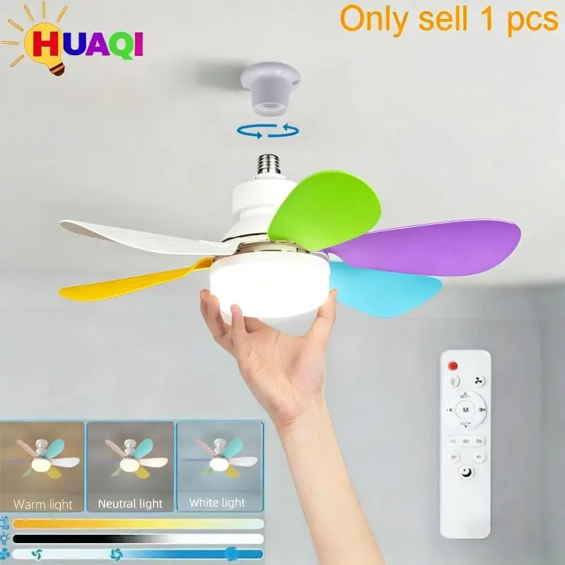 E27 Screw Base LED Ceiling Fan Light, Modern Minimalist Style, Quiet Home Fan Lamp for Living Room, Dining Room, Bedroom