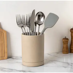 Mid Year Sale Deals For You Restock 7.3" Ceramic Utensil Holder 2-in-1 Set with Stable Base, Farmhouse Vintage Kitchen Organizer for Spatulas & Spoons, Matte Terracotta Countertop Crocks, Gift Canister Storage summerwins