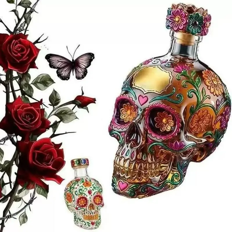 New Skull Whiskey Bottle, 350ML Skull Decanter, Creative Decorative Piece, Unique Whiskey Glassware, Perfect Gift Idea