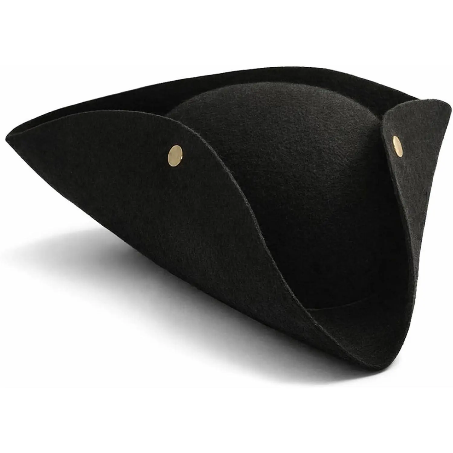 Black Felt Tricorn Pirate Hat for Adults - Musketeer Style Costume Hat for Women & Men Halloween Cosplay Dress Up(Gift)