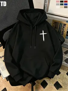 Christian Cross Hoodie, Philippians 4:13 Bible Verse Sweatshirt, Unisex Design Faith Inspiring Fitted Pullover Jacket, Casual Fall & Winter Wear