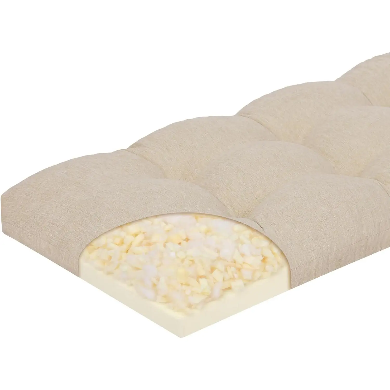 40 Inch Memory  Bench Cushion, -Layer  Design Non-Slip Indoor Bench Cushion with Ties, 40x15x3Inch, Beige