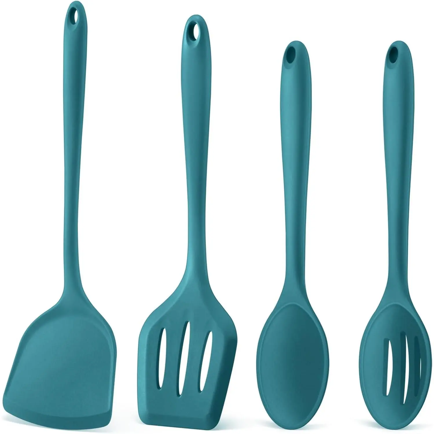 Blue Kitchen Utensil Set, 4 count  Cooking Utensils | Heat-resistant Slotted Solid Spoon Turner for Frying Mixing Serving,  & Non-stick & Easy to Clean, Dishwasher Safe