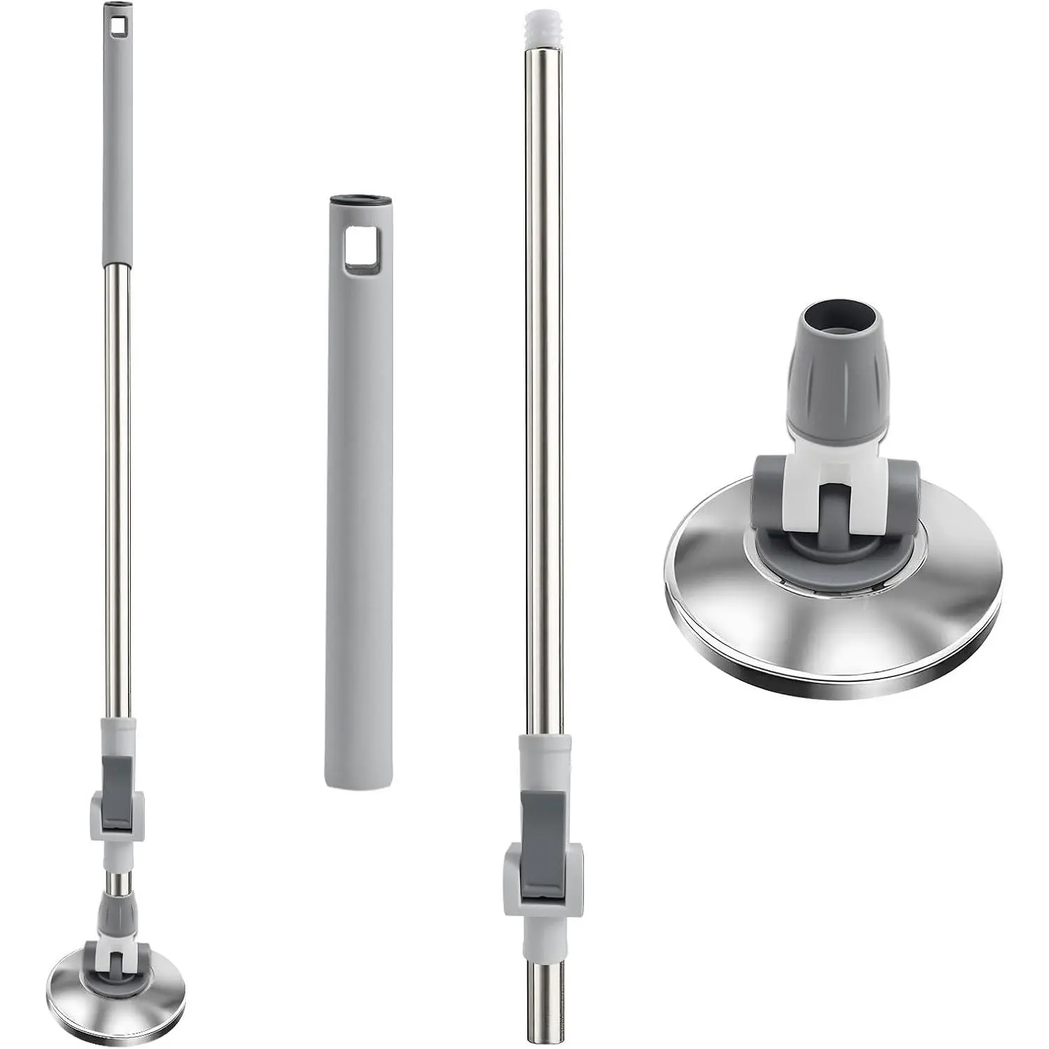 Spin Mop  Handle 360° Rotation Adjustment 53.5-inch Telescopic Mop  Pole Durable Stainless Steel Pad for Cleaning Various Household Surfaces