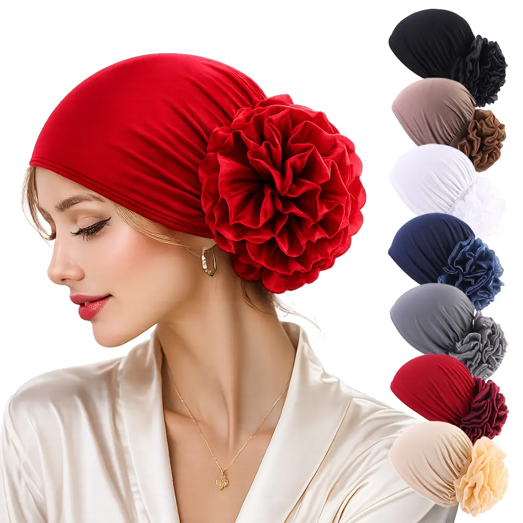 Flower Chemo Turban for Hair Loss, Soft Stretchy Sleep Cap & Kitchen Oil Barrier Head Wrap for Women, All Seasons
