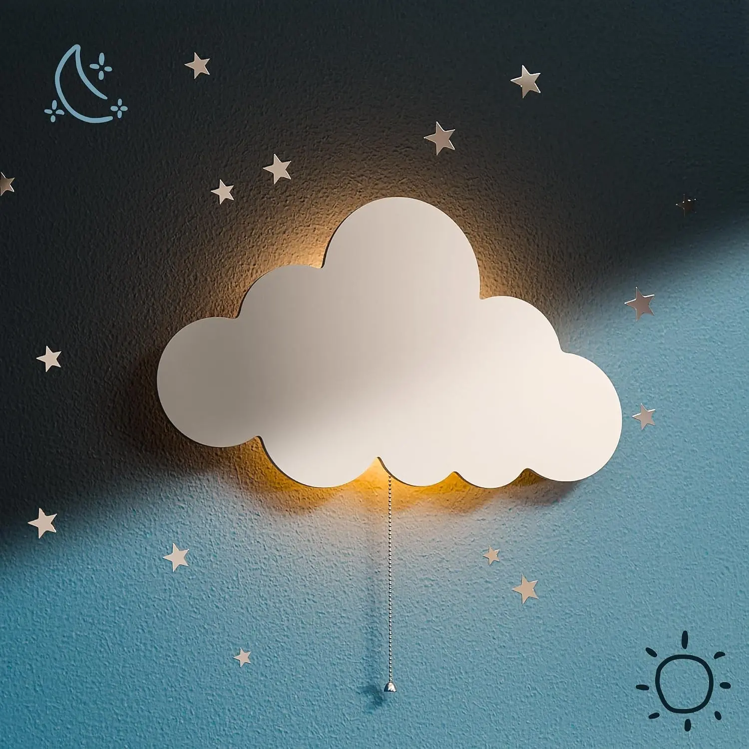 Floating Cloud Wall Lamp for Baby Nursery | Kids Bedroom, Battery-Operated, Hanging Night Light, Cute Design