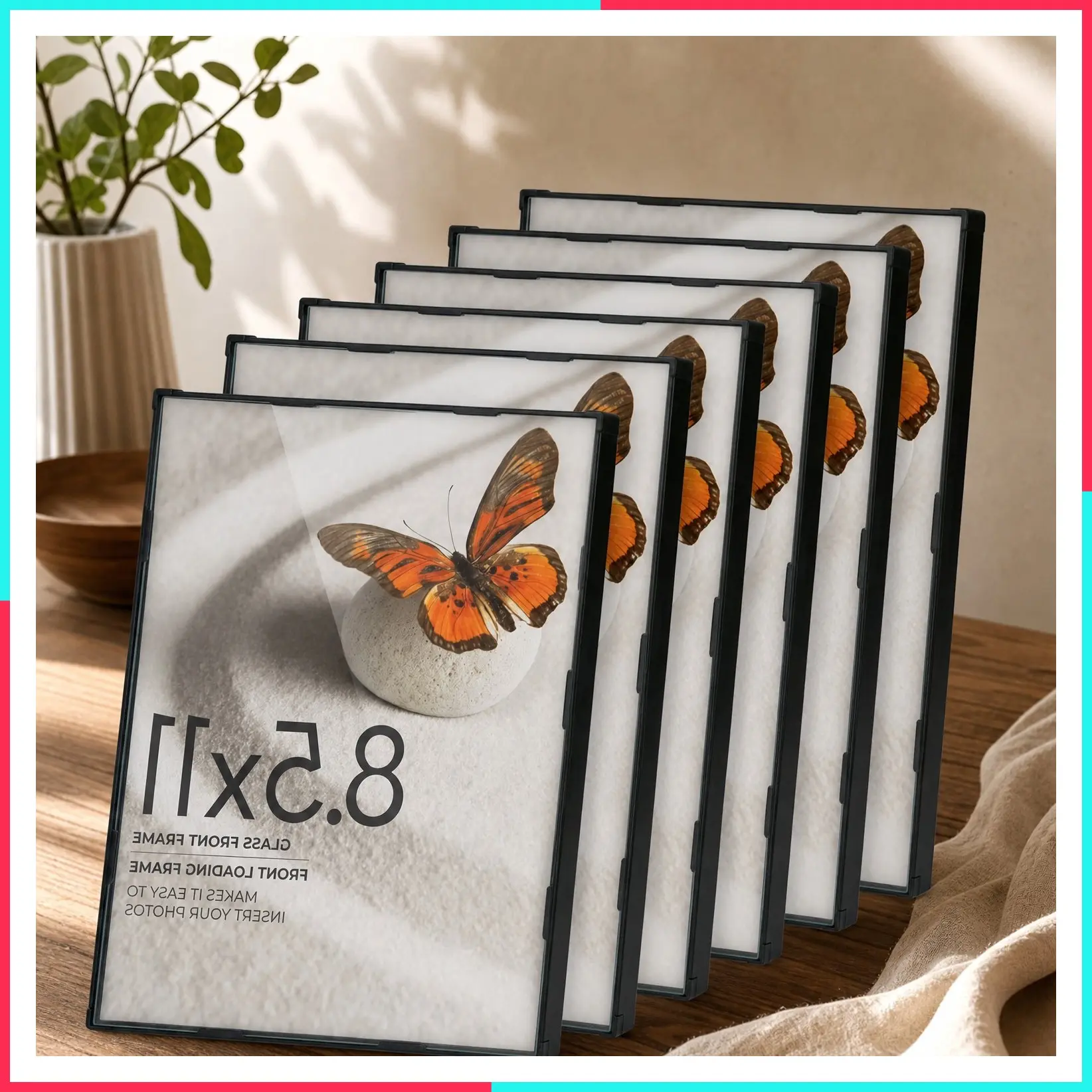 8.5x11 Front Loading Picture Frame 6 Pack for Photos, Documents, Certificates, Diplomas, and More
