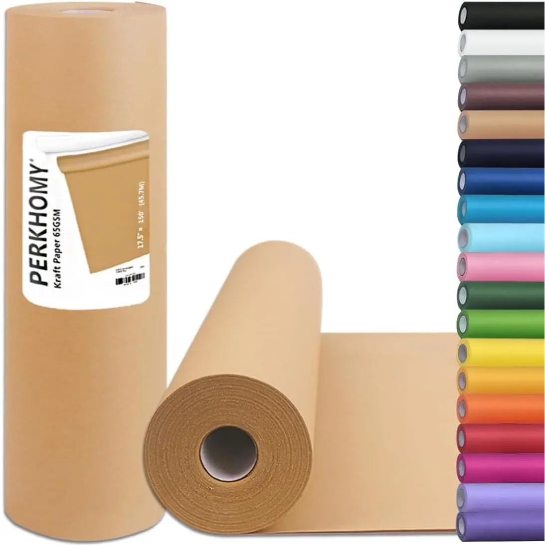 Brown Kraft Paper Roll 17.5" x 1,800" (150') for Gift Wrapping Bulletin Board Craft Art Bouquet Flower Packing Moving Shipping Floor Covering Table 70GSM 50LB (Brown, 17.5" x 150')