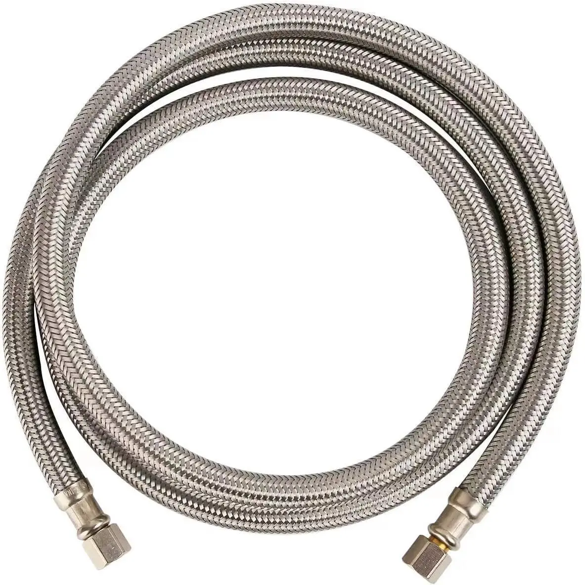 Ice Maker Hose with 1/4" Comp by 1/4" Comp Connection, 5F Flexible Braided Stainless Steel Hose