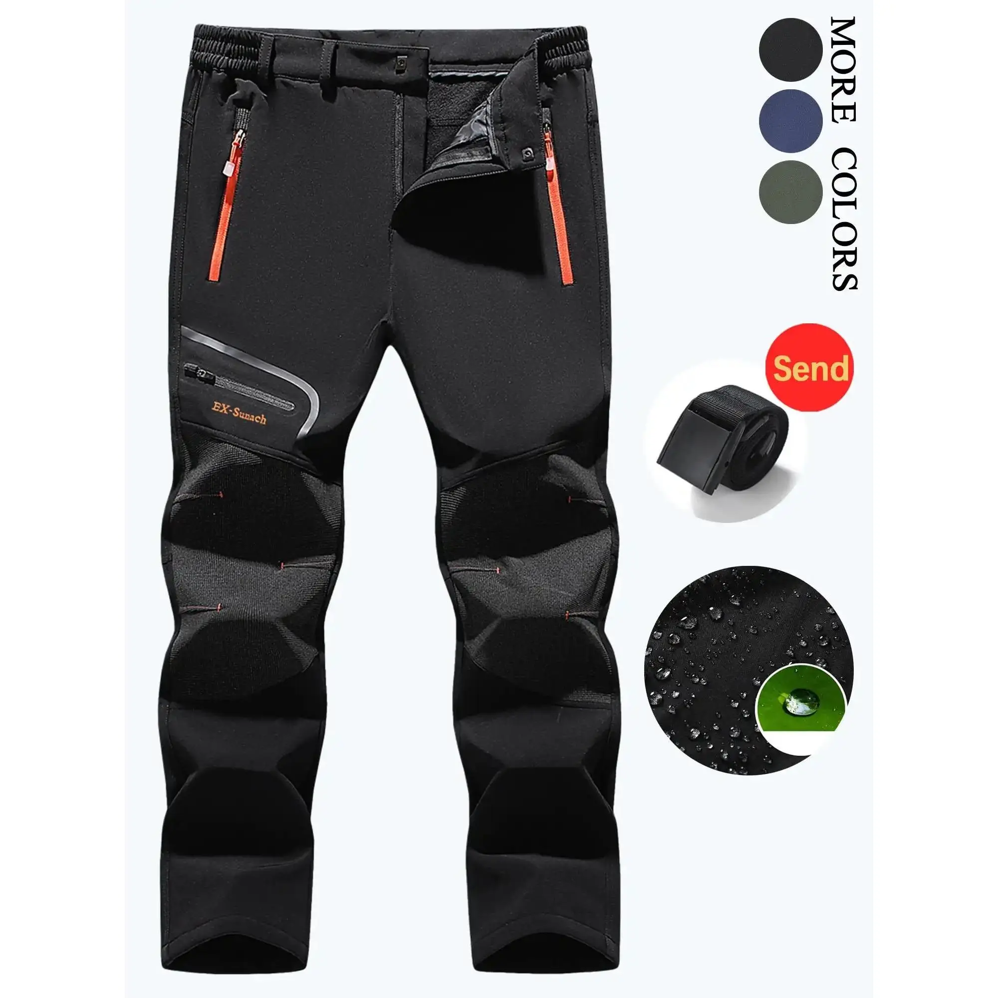 Men's Fall Softshell Pants with Hook and Bar Water Resistant, Windproof, Abrasion Resistant Menswear Work Pants for Hiking, Outdoor Adventures