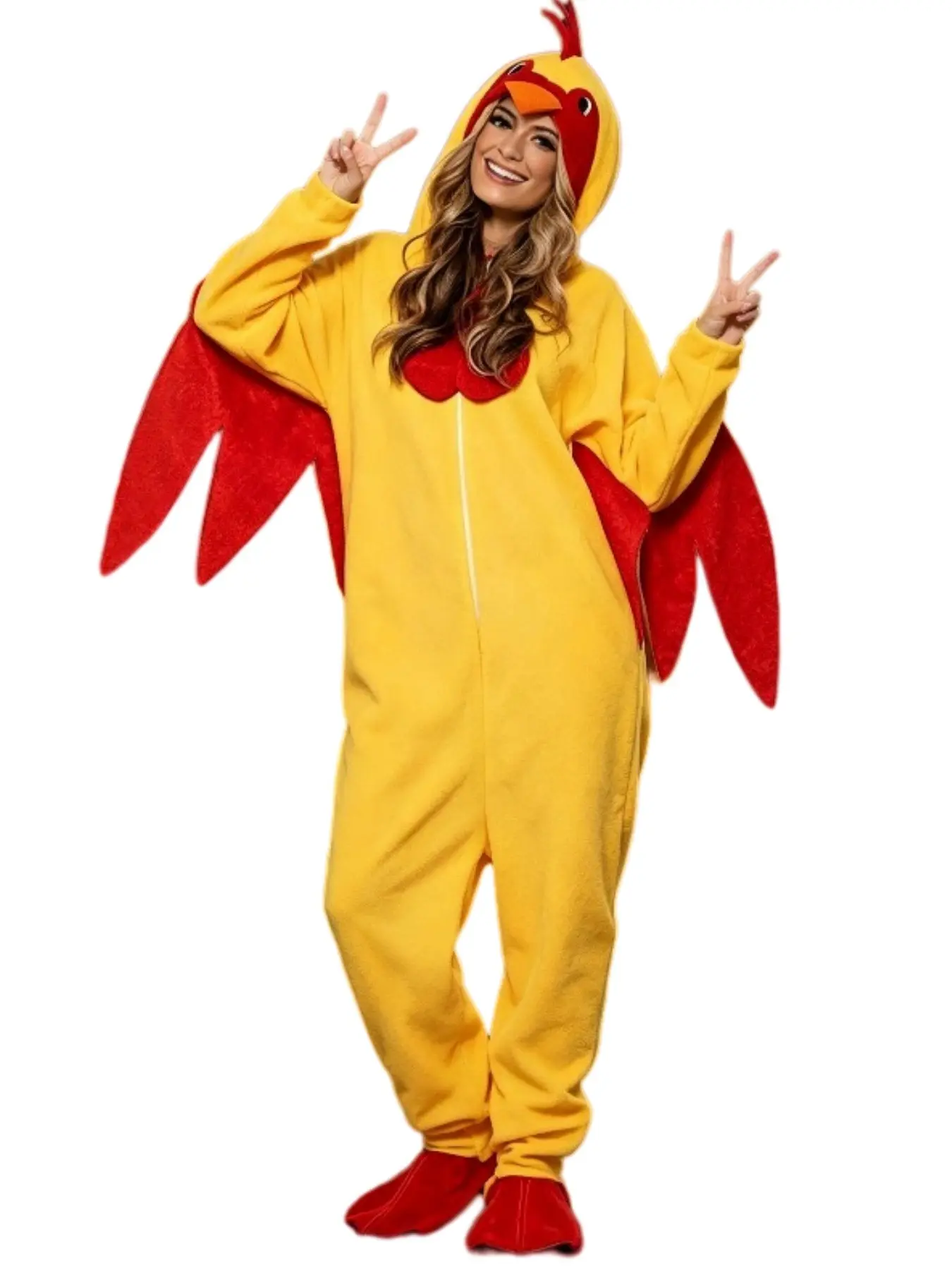 Halloween Rooster Party Costume Suitable for Both Men and Women Plush Chicken Jumpsuit Adult Fun Animal Character Doll Costume