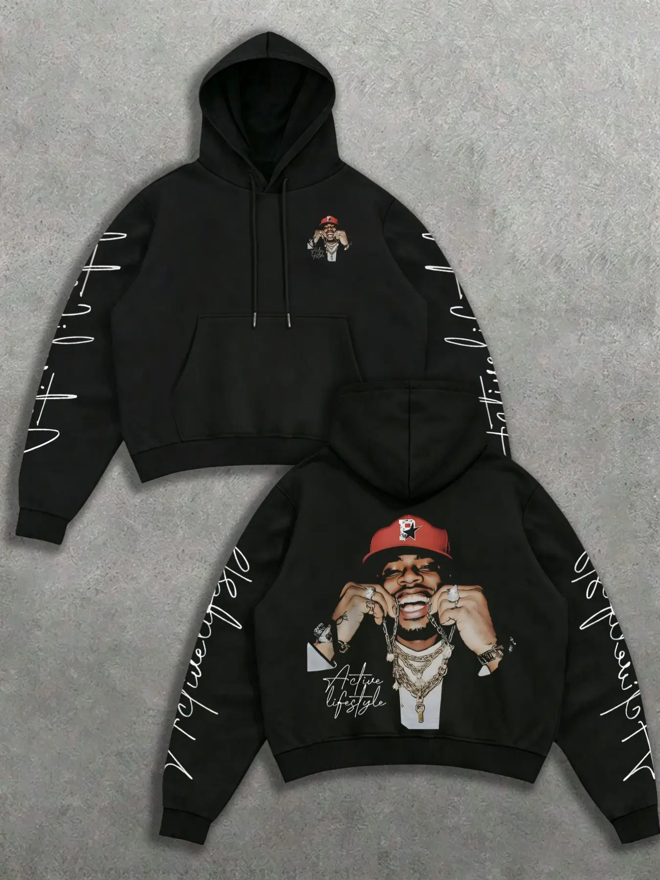 Men's Hip Hop Sweatshirt, Graphic Print Hoodie, Loose-Fit Casual Top, Fall & Winter Streetwear, Perfect for Concerts and Skateboarding