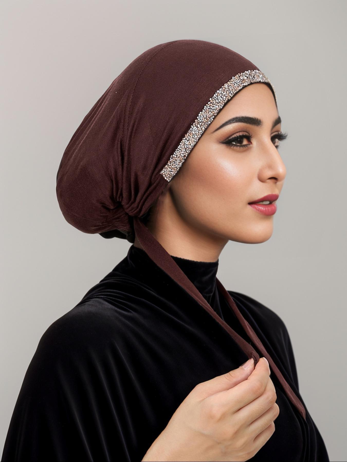 Women's Rhinestone Decor Instant Hijab, Modest Fashionable Hijab for Daily Wear, Women's Islamic Clothing for All Seasons, Clothes for Women