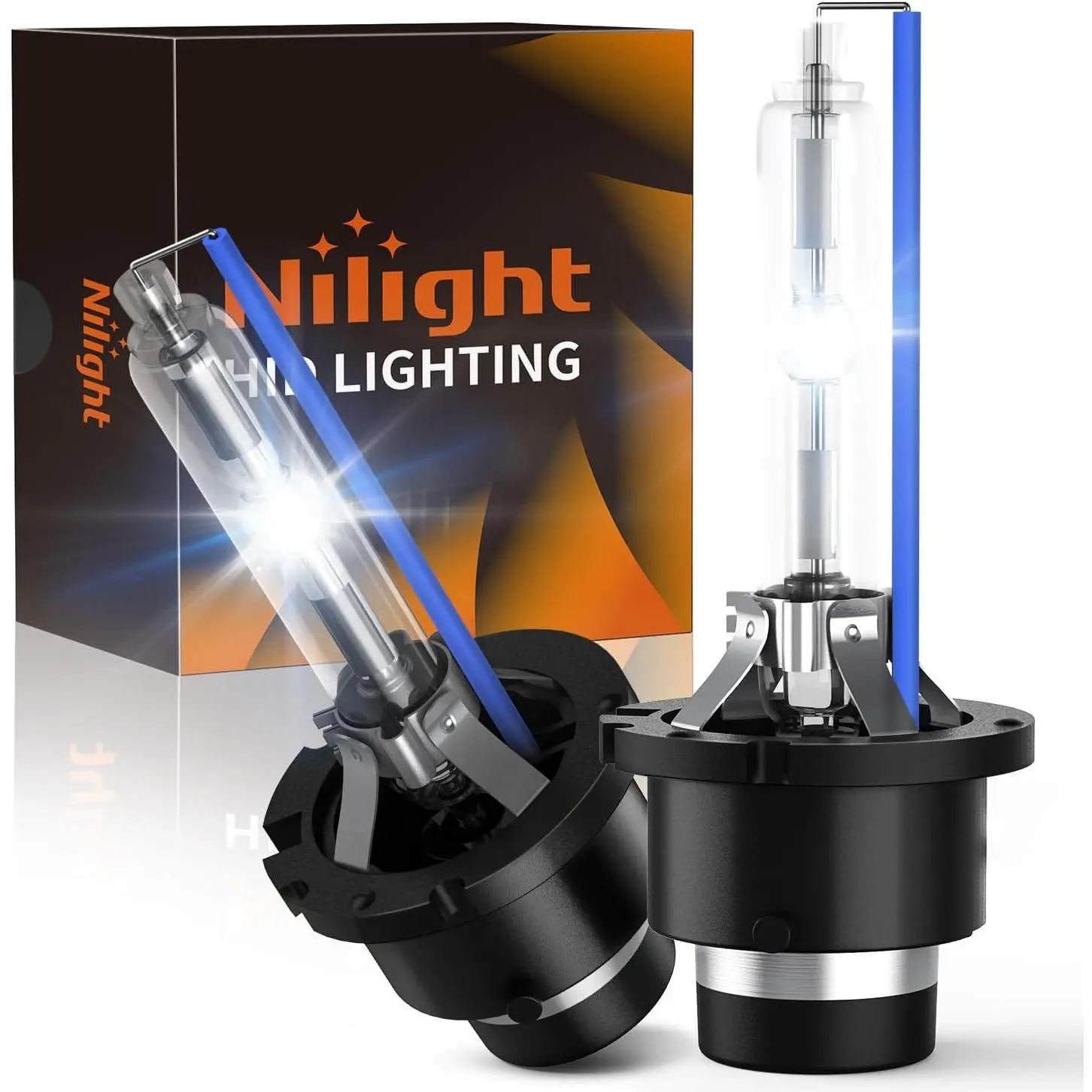 Nilight D4S HID Headlight Bulbs, 8000K Cool White D4S Bulb 35W High Low Beam Xenon Headlights Replacement, 2-Pack(NOT fit Halogen Headlight Assembly)