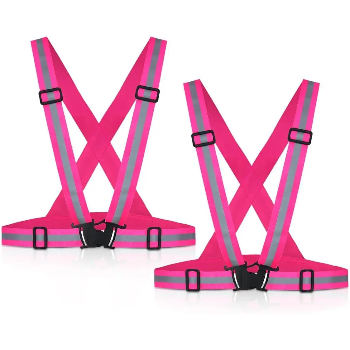 2 Pack Reflective Vest Running Gear Adjustable High Visibility Reflective Running Safety Vest for Women Men Night Cycling,Hiking, Jogging, Walking