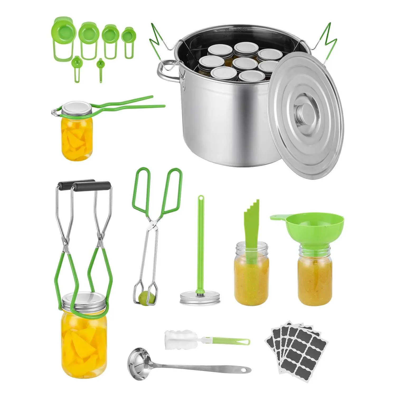 【DealsForYouDays】VEVOR Complete Home Preserving Canning Supplies Starter Kit, 11-Piece Stainless Steel Water Bath Canning Tools Set for Beginners - Kitchen Utensils Include Pot, Rack, Lid, Ladle, Funnel, Tongs, Jar Lifter, Wrench, Measuring Cup, Canning K