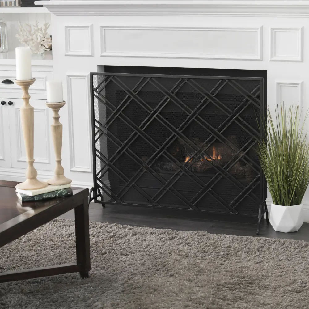 Fireplace Screen, Large Folding Fire Screens for Fireplace, Heavy Duty Metal Mesh Fireplace Guard with Doors, Spark Guard Barrier for Indoor Outdoor Fireplace, Safety Screen Cover for Wood Burning Stove, Hearth Protection Accessories for Living Room