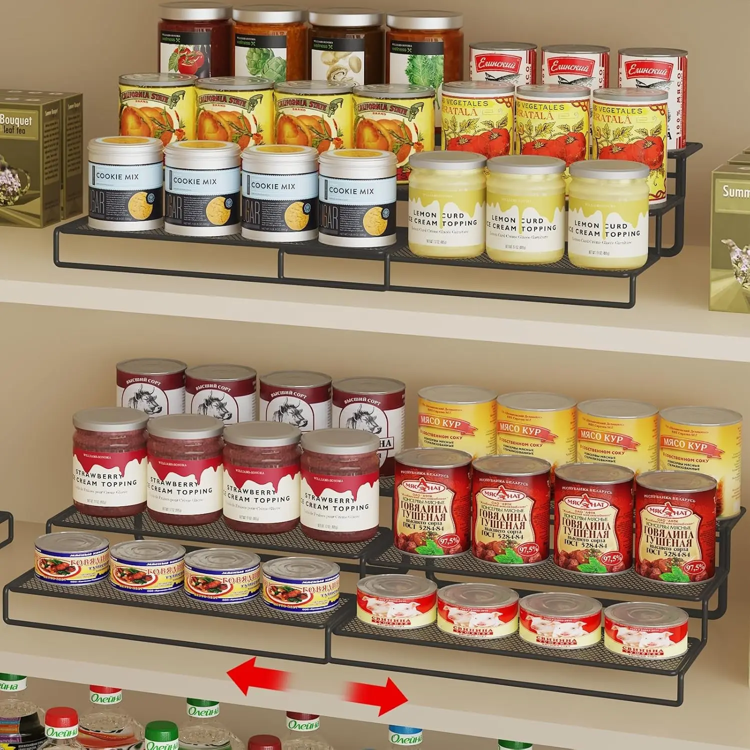 Expandable Can Organizer for Pantry,3-Tier Adjustable Can Organizers and Storage Holds Up to 24 Cans,Can Storage Rack for Pantry,Kitchen,Cabinet